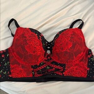 Torrid Front lace XO cherry pushup long line.